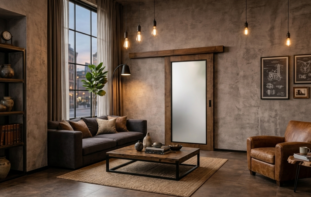 Industrial style with a warm tobacco accent